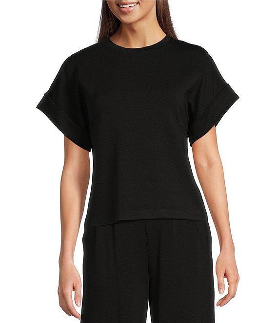 Le' AL.X Knit Crew Neck Drop Short Cuff Sleeve Coordinating Tee Product Image