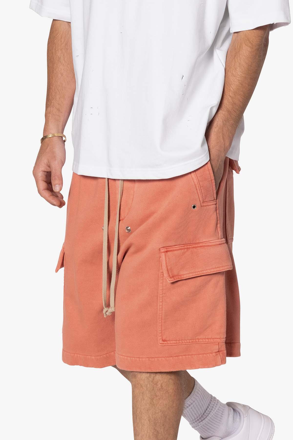 Rave Cargo Fleece Sweat Shorts - Washed Rust Product Image