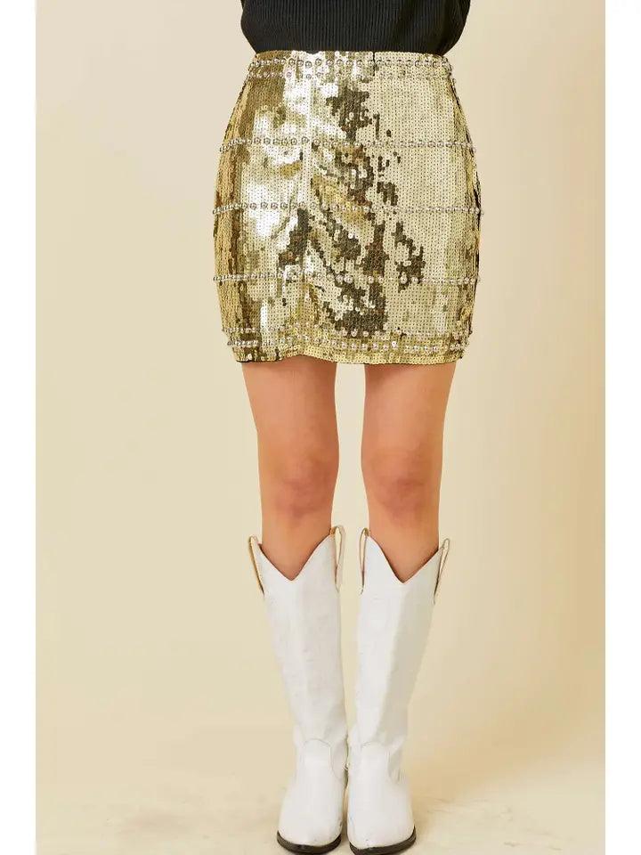 Stud Sequin Mini Skirt Product Image