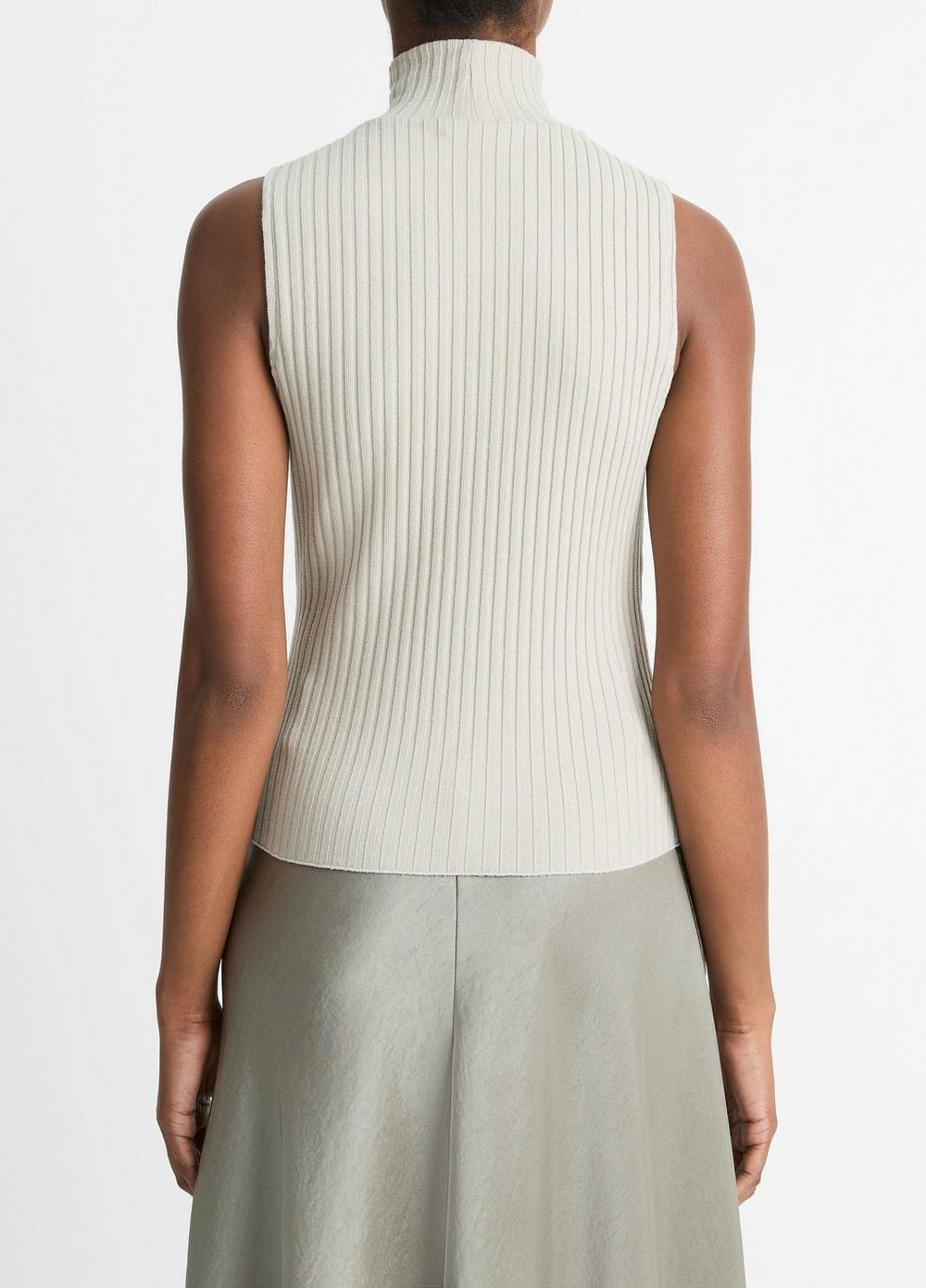 Womens Ribbed Cotton-Blend Turtleneck Top, Pale Dove, Size S Vince Product Image