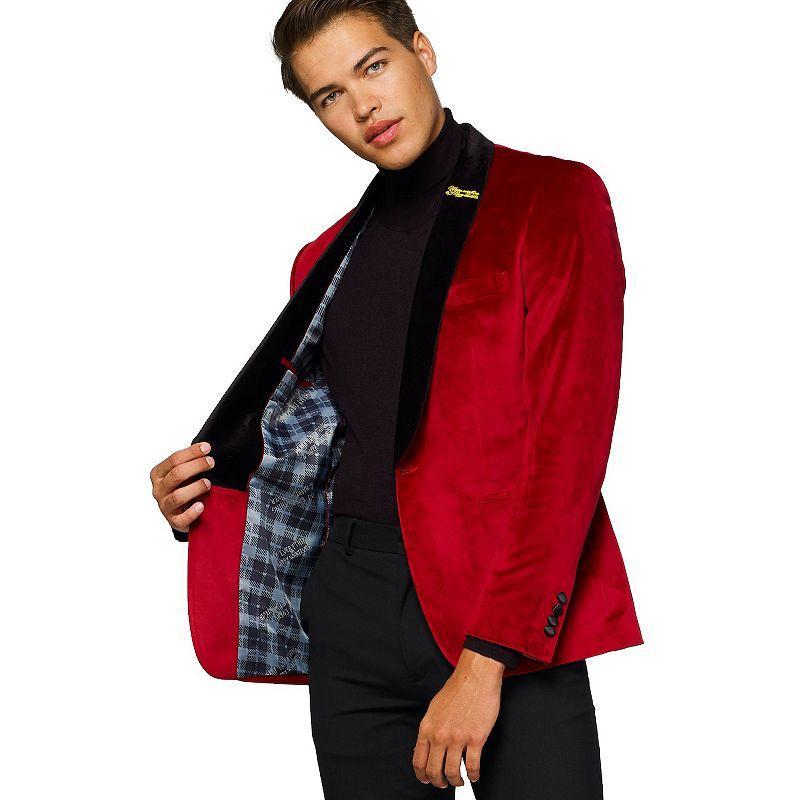 Men's OppoSuits Deluxe Novelty Modern-Fit Dinner Jacket Christmas Blazer, Size: 38 - Regular, Red Dinner Product Image