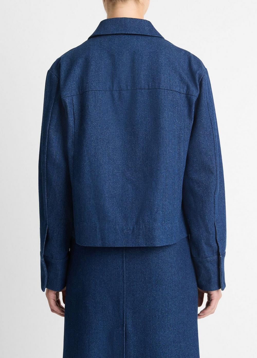 Womens Polished Italian Indigo Cotton Jacket, Indigo, Size XL Vince Product Image