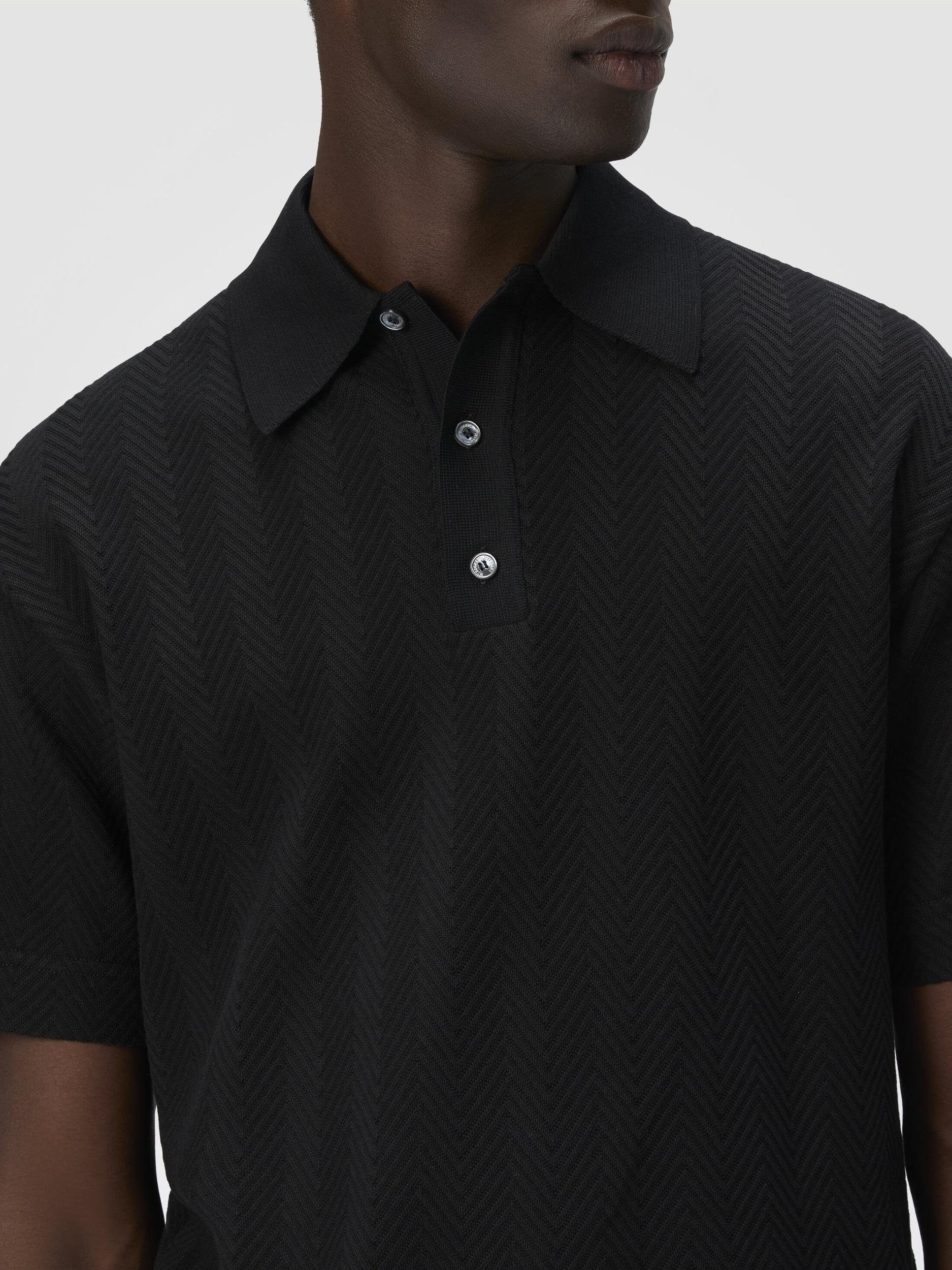 Cotton and viscose polo shirt with tone-on-tone zigzag Product Image