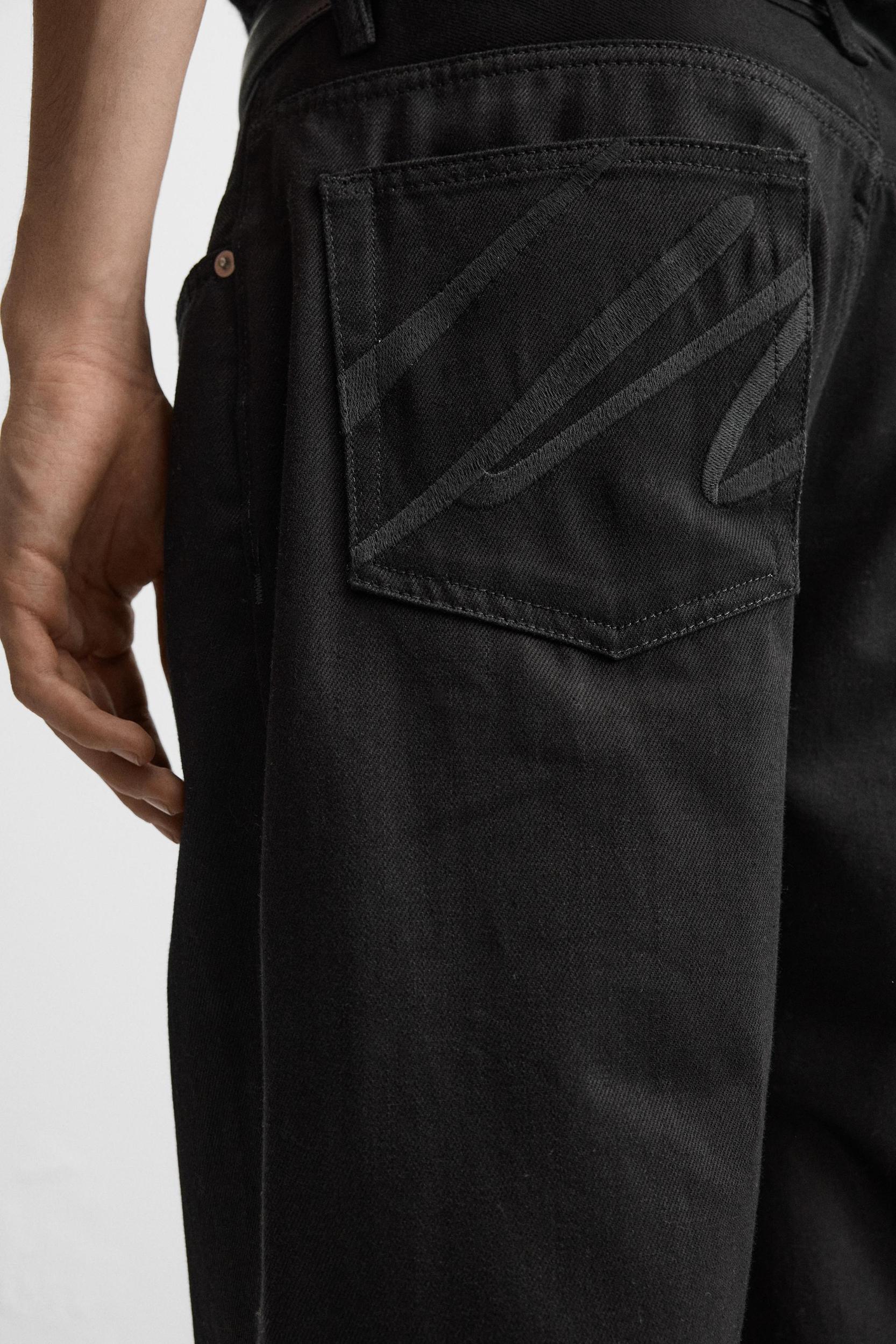 STRAIGHT FIT EMBROIDERED JEANS Product Image