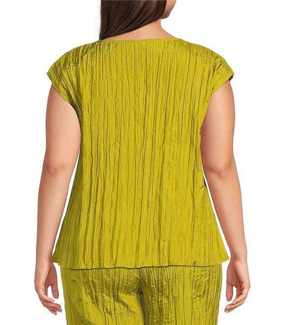 Eileen Fisher Plus Crushed Silk Ballet Neck Cap Sleeve Coordinating Top Product Image