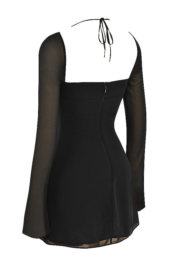 BabyDoll  black chiffon halter mini dress Product Image