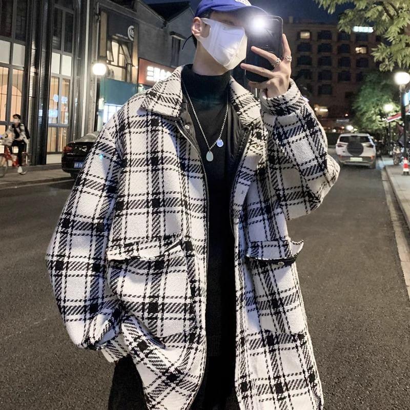 Collar Plaid Button Shacket Product Image