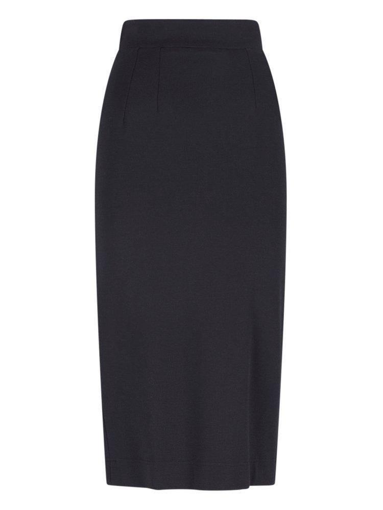Slits Detailed Pencil Skirt In Black Product Image