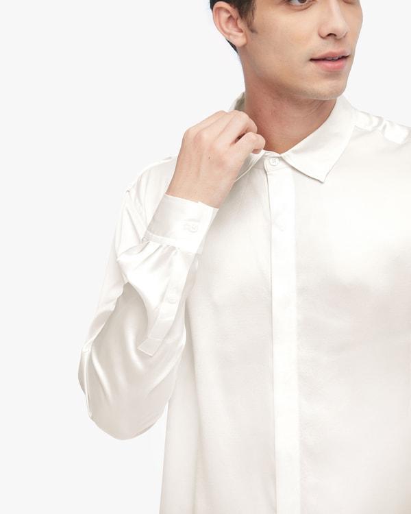 Classic Long Sleeve Silk Shirt For Men Product Image