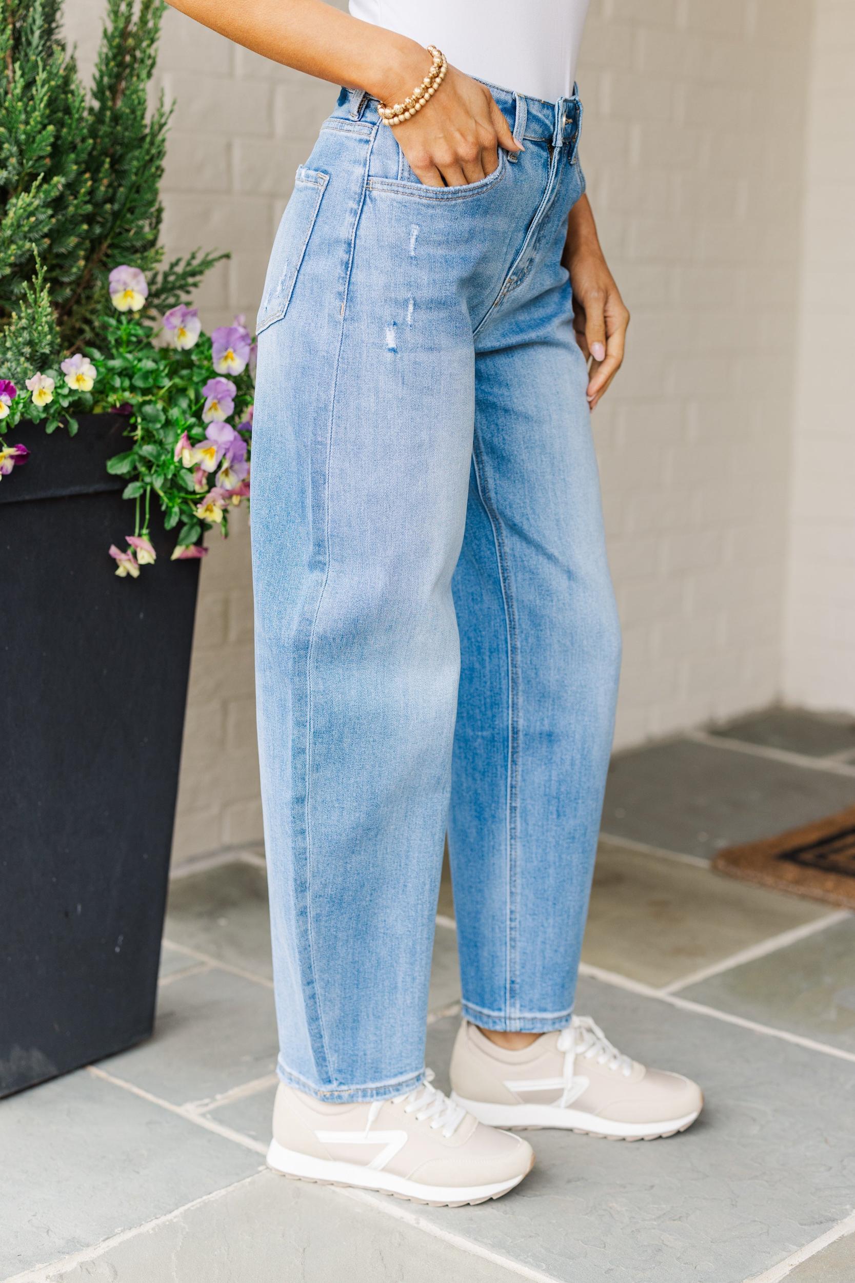 Love Like This Medium Wash Barrel Jeans Female Product Image