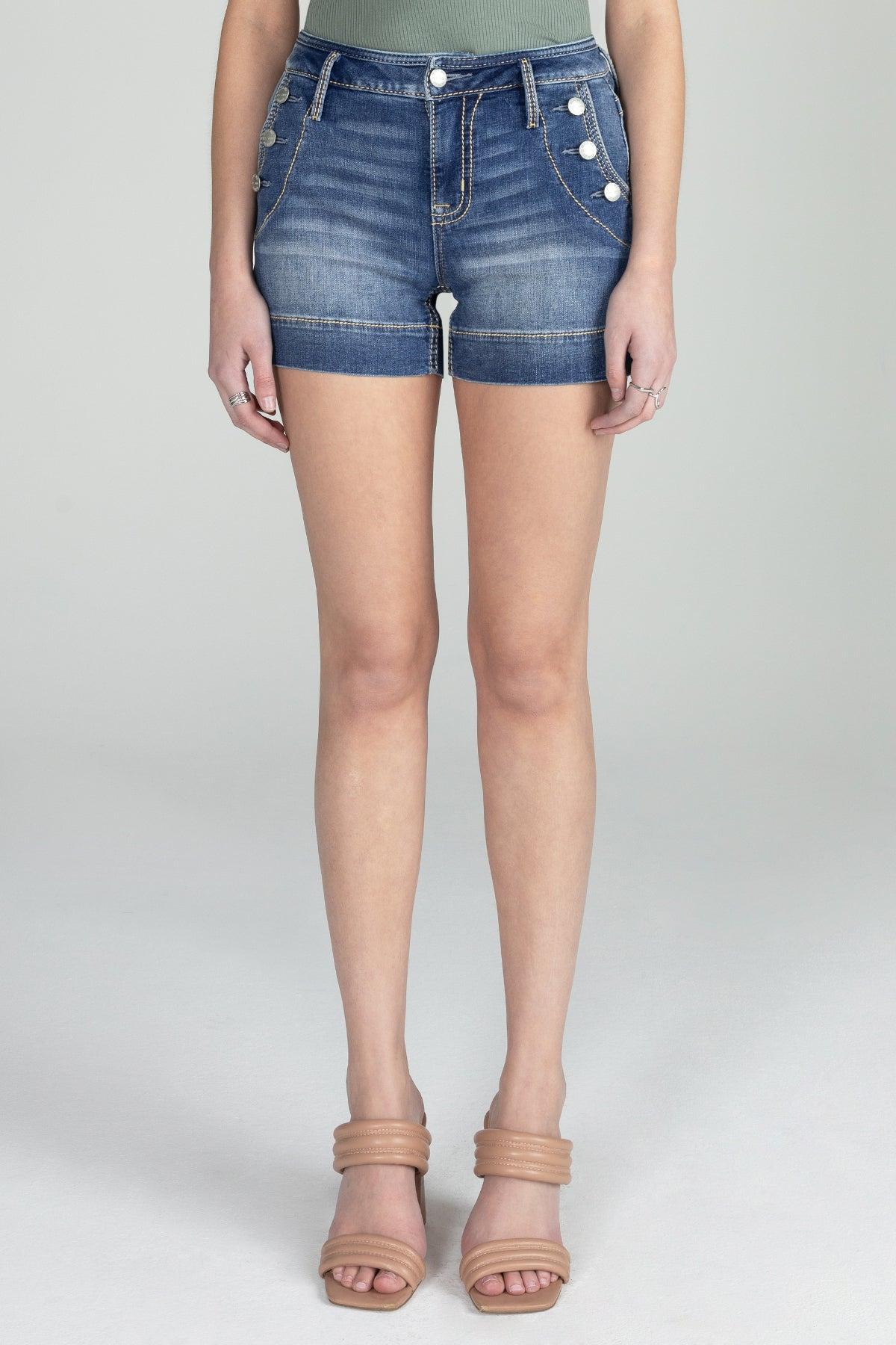 Front Button High Rise Shorts Product Image
