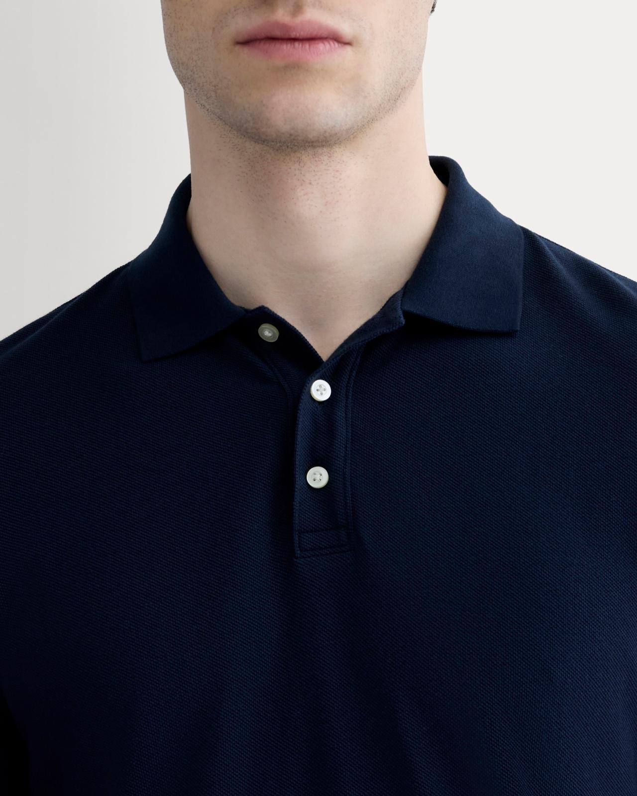 The Long-Sleeve Pique Polo Product Image