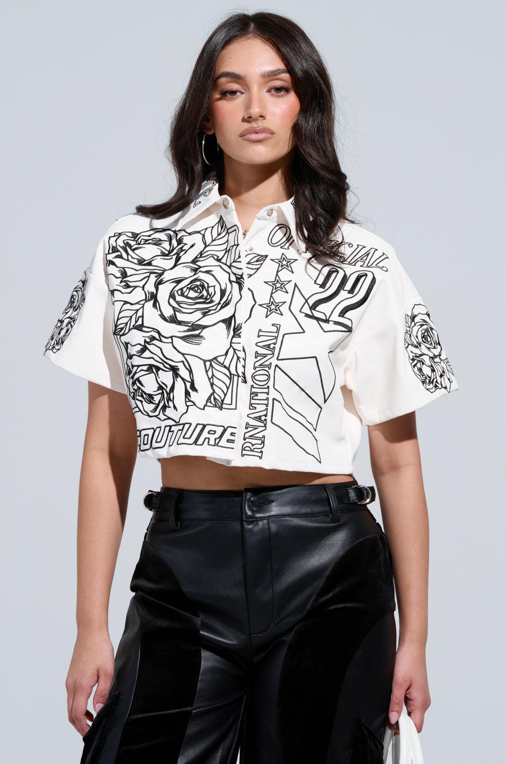 MAKE IT OFFICIAL FAUX LEATHER BUTTON DOWN Product Image