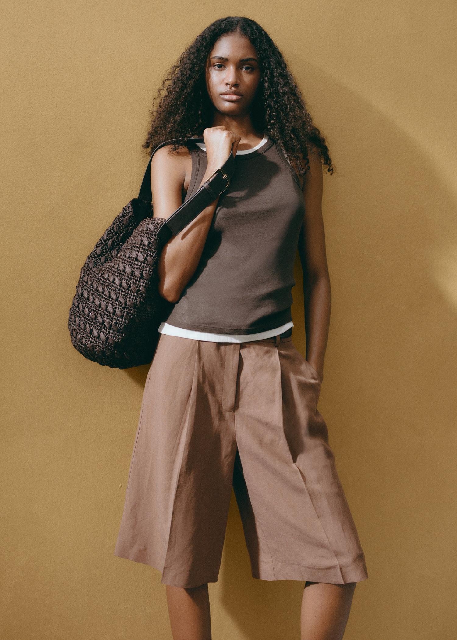 Natural fibre shoulder bag - Women | MANGO USA Product Image