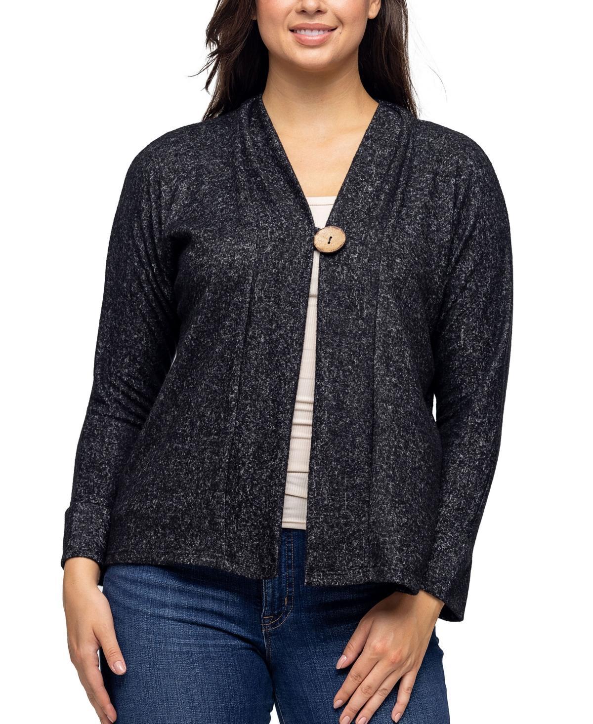 Women's 24Seven Comfort Apparel Single Button Cardigan, Size: XL, Hunter Product Image