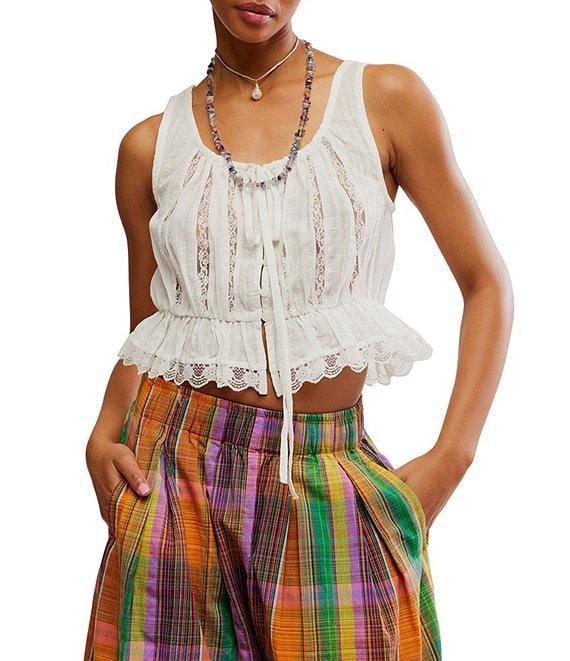 Free People Alana Scoop Neck Sleeveless Lace Tank Product Image