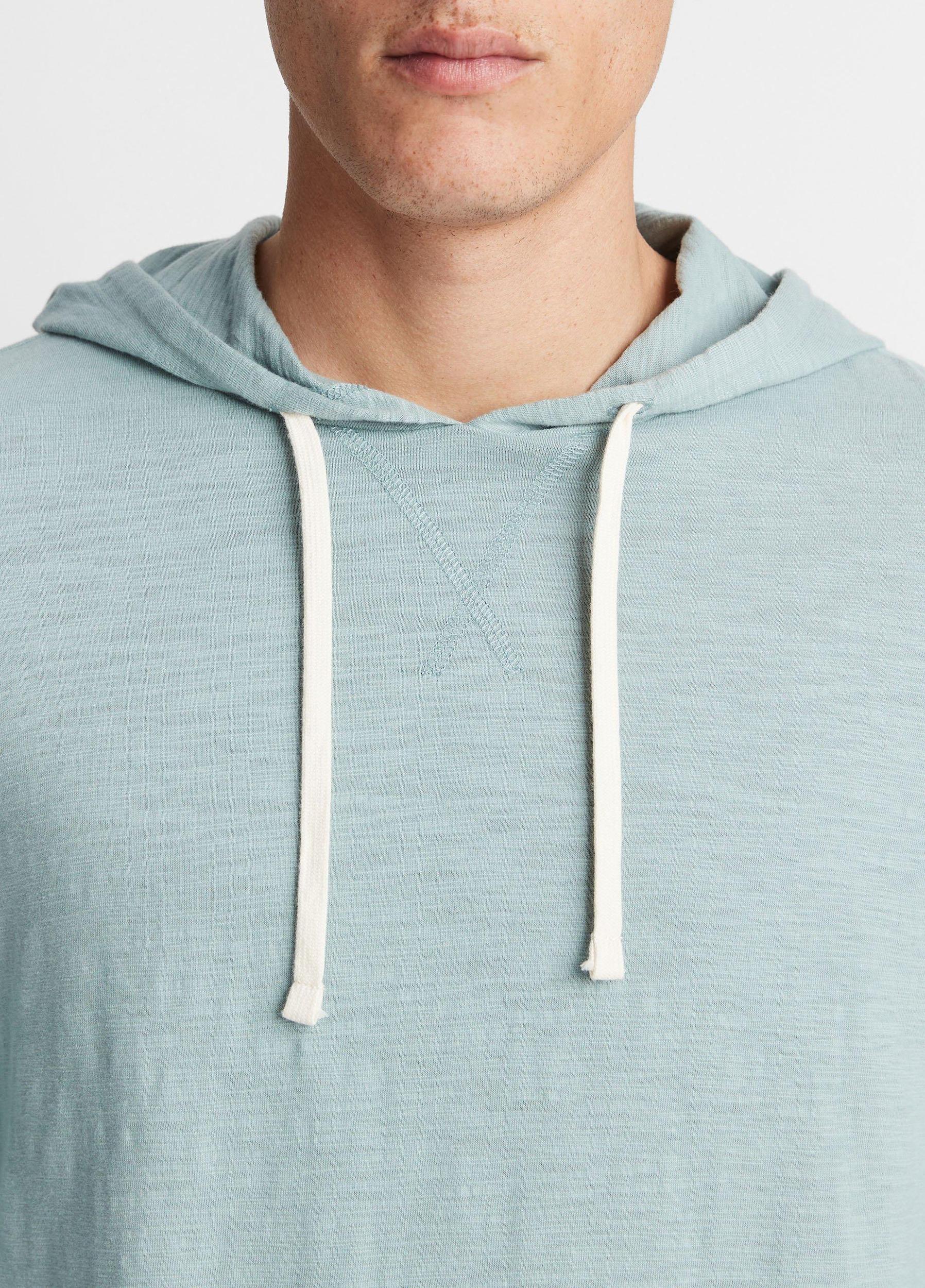 Mens Textured Cotton Hoodie, Coastal Blue, Size L Vince Product Image