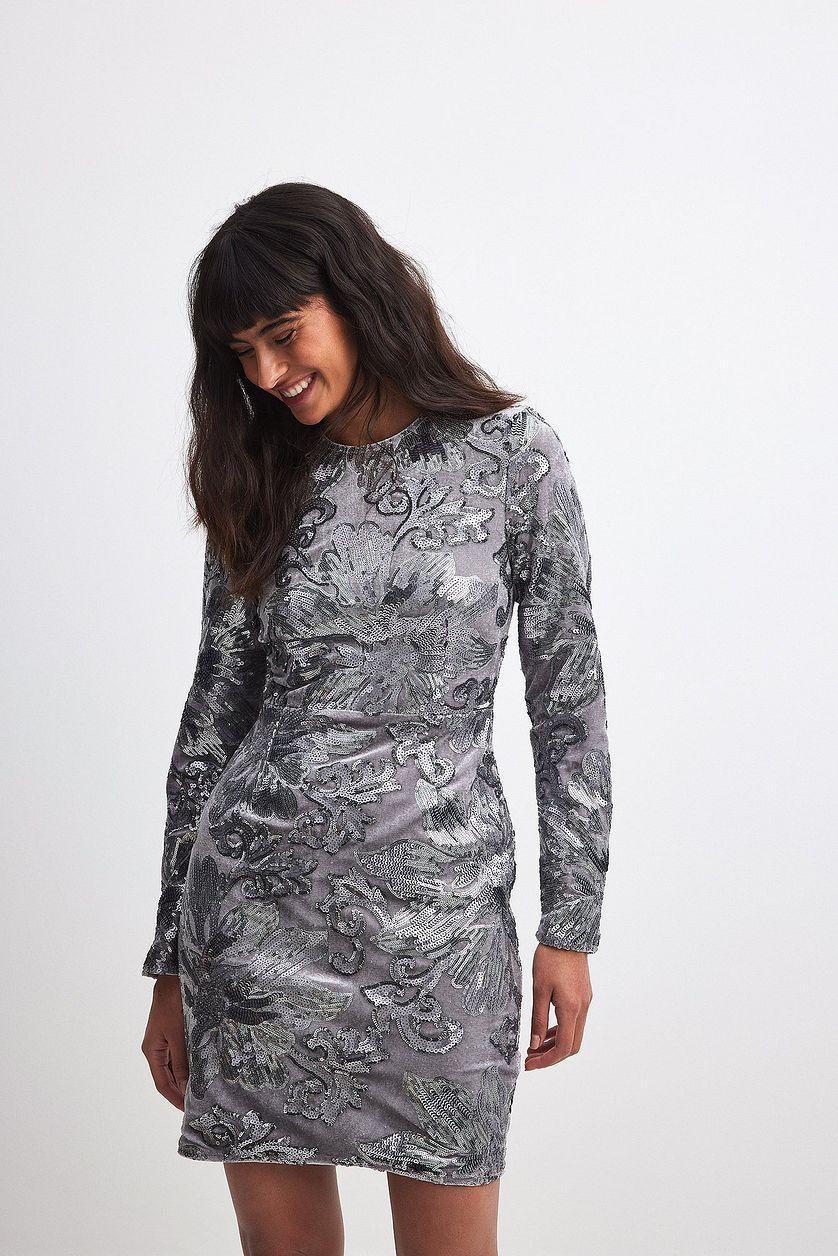 Velvet Sequin Mini Dress Product Image
