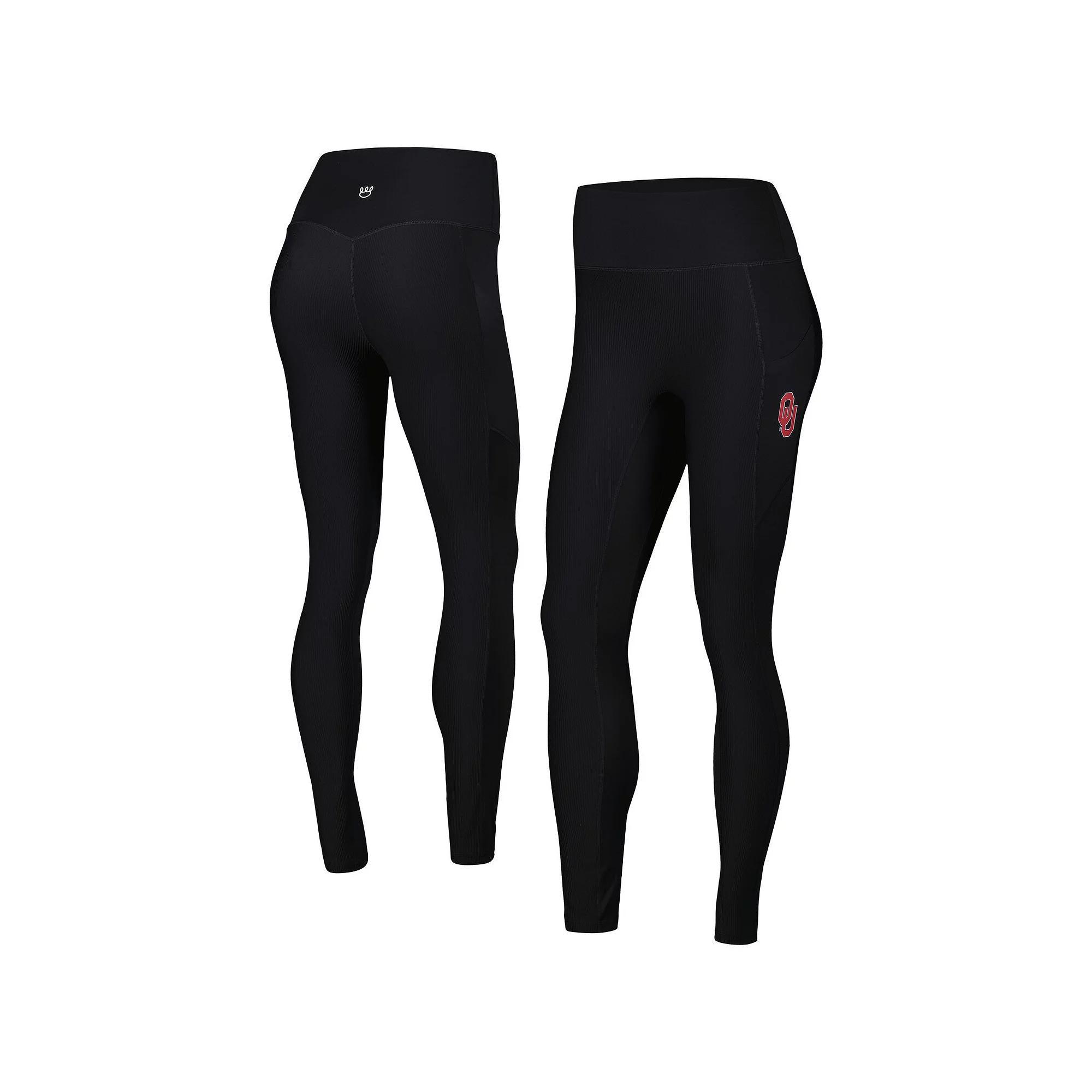 Women's  Black Oklahoma Sooners 7/8 Mixed Media Pocket iLeggings, Size: XL Product Image