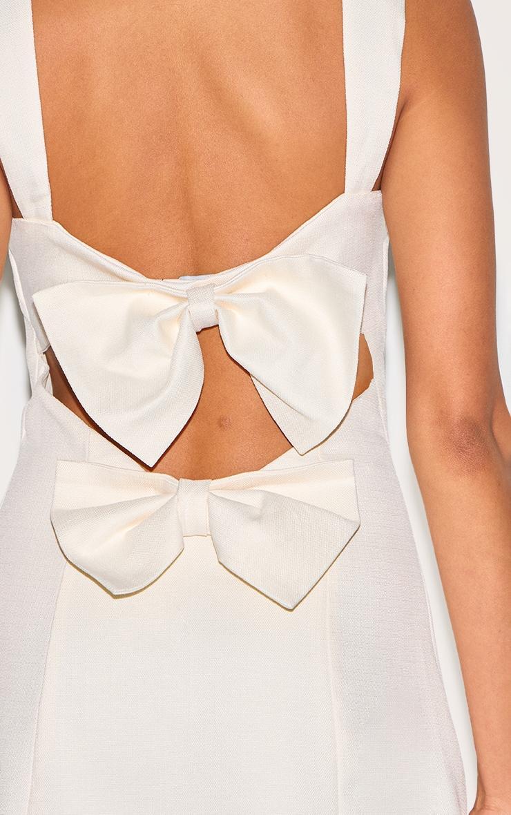 Cream Twill Cut Out Bow Shift Dress Product Image