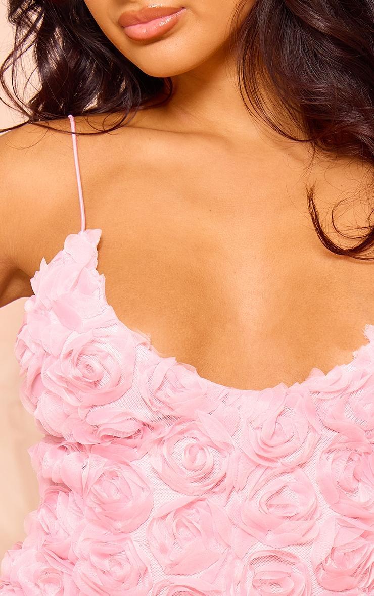 Petite Blush Rose Detail V-neck Mini Dress Product Image