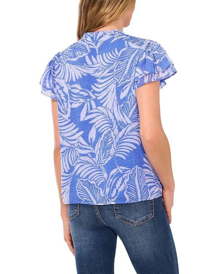 V-Neck Shirred Flutter Sleeve Blouse Product Image
