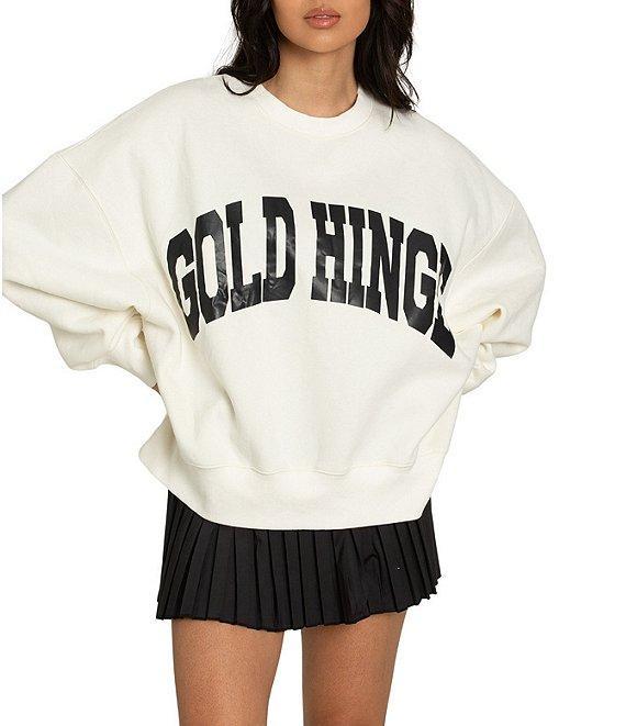 GOLD HINGE Wide Arm Crew Neck Long Sleeve Logo Sweatshirt Product Image