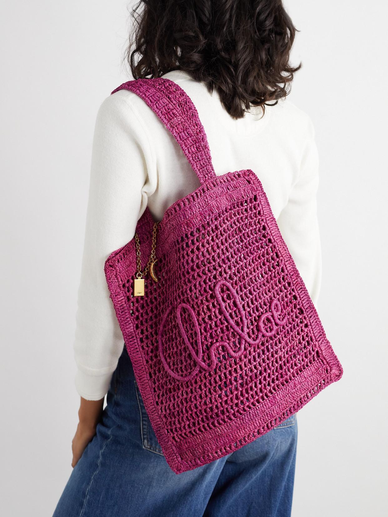 CHLOÉ Chloe Women Fuchsia Raffia Estate Banana Shopping Bag In Fuchsiarose Product Image