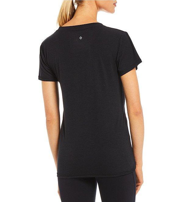 Antonio Melani Active Impact V-Neck Short Sleeve Relaxed Fit Knot Front Coordinating Shirt Product Image