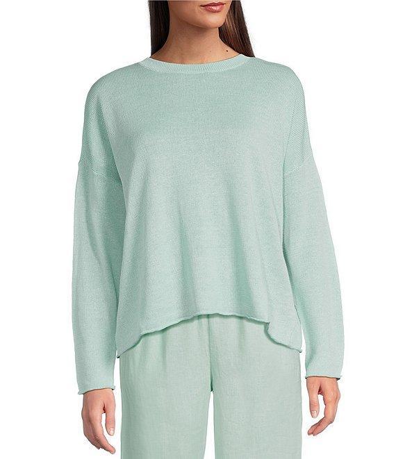 Eileen Fisher Organic Linen Cotton Cord Crew Neck Long Sleeve Top Product Image