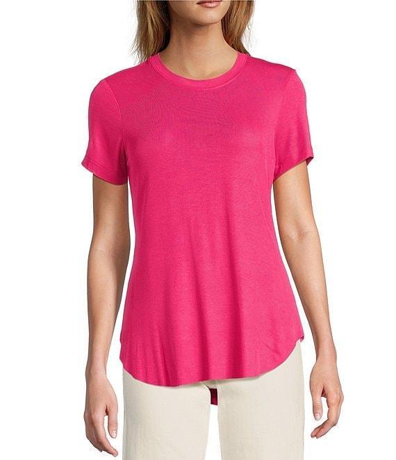 Every Crew Neck Ribbed Short Sleeve Shirttail Hem Tee Shirt Product Image