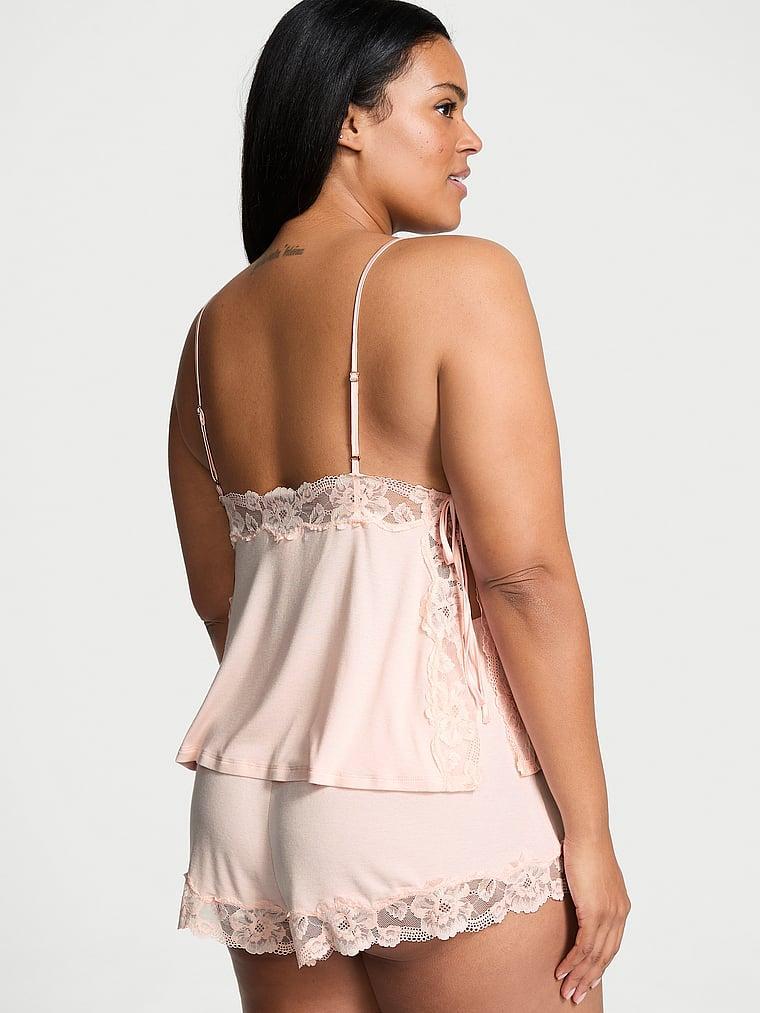Ribbed Modal Velvet-Trim Cami Shorts Set Product Image
