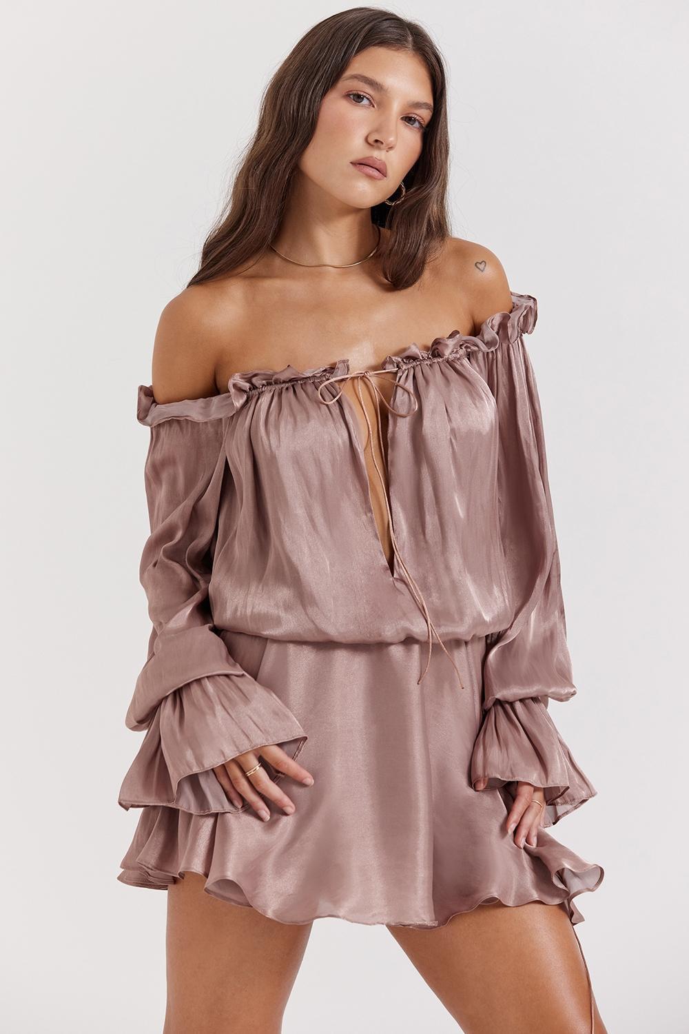 Chaya Hazelnut Off Shoulder Dress Product Image