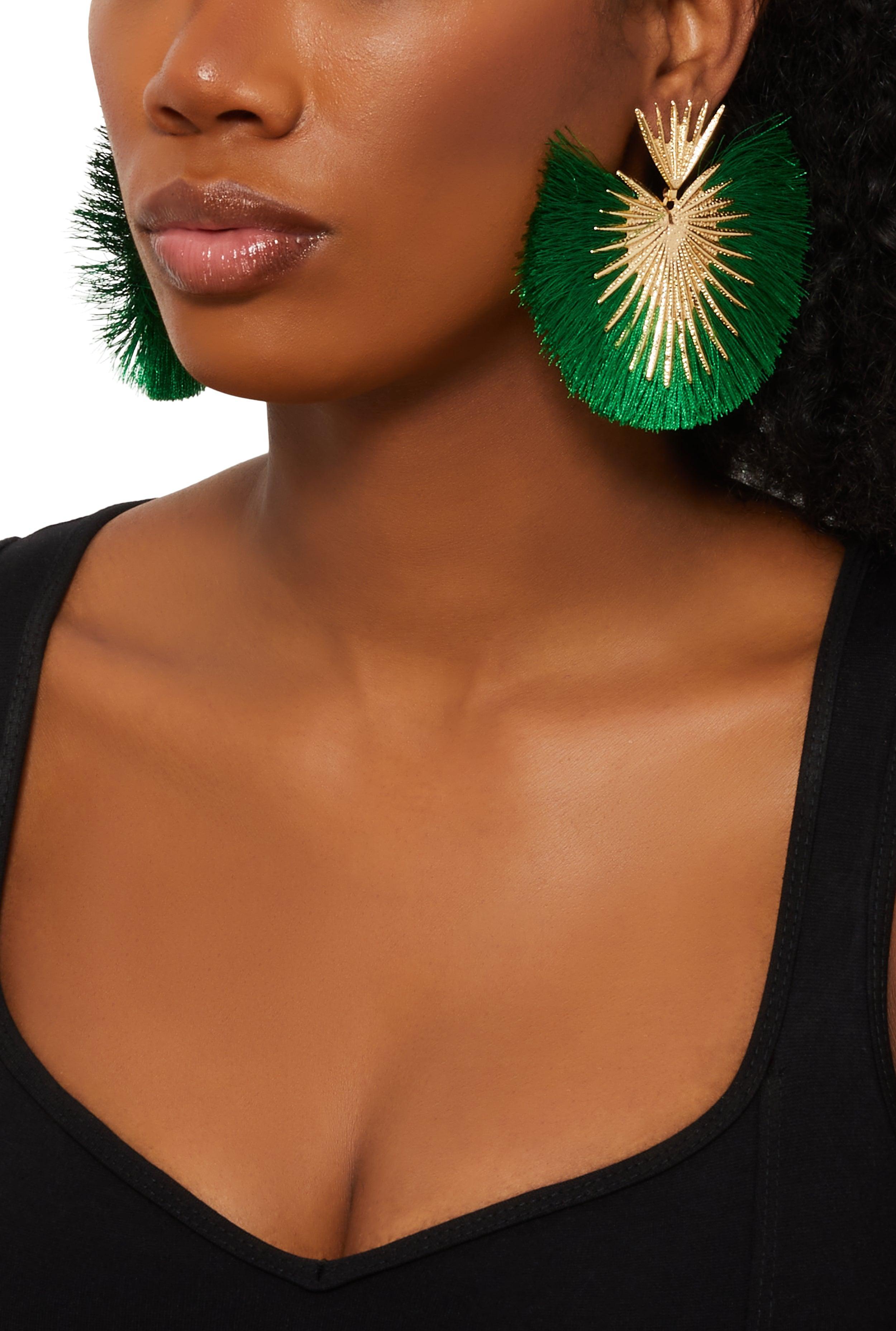 Fringe Fan Drop Earrings Female Product Image
