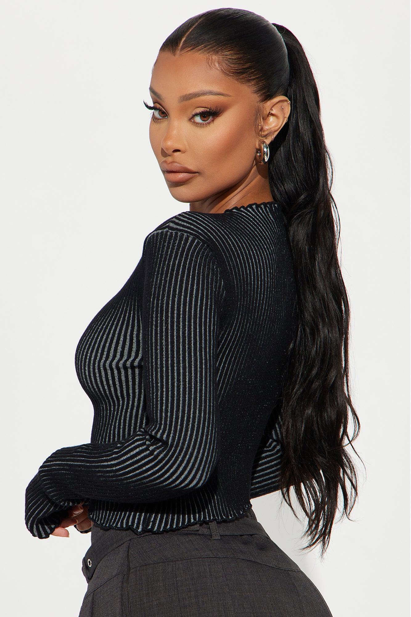 Switched Up Washed Sweater - Black Product Image