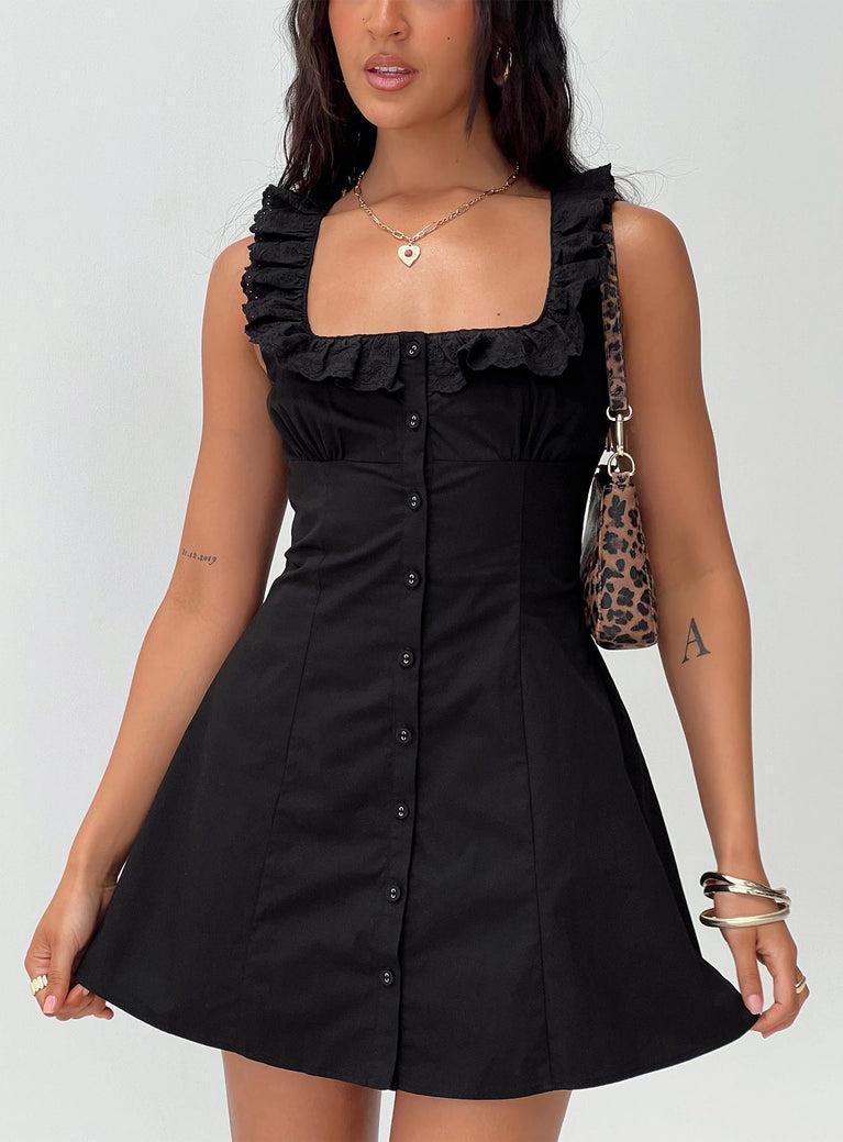 Oliveah Frill Mini Dress Black Petite Product Image