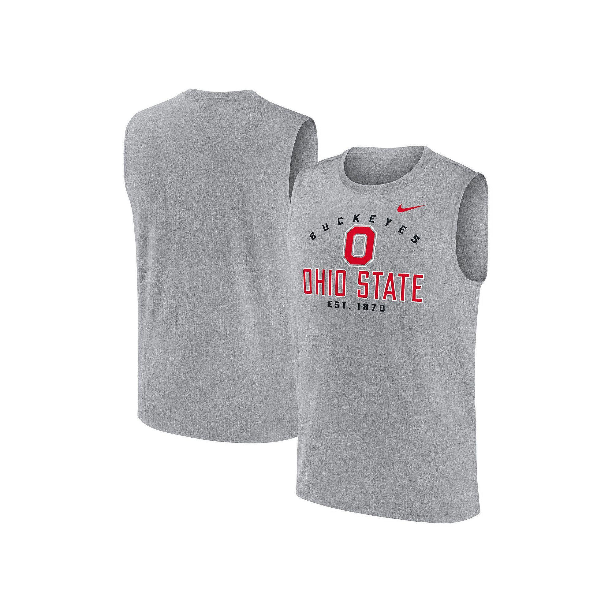 Men's Nike Heather Gray Ohio State Buckeyes Primetime Legend Lock Up Performance Muscle Tank Top, Size: Small, Grey Product Image
