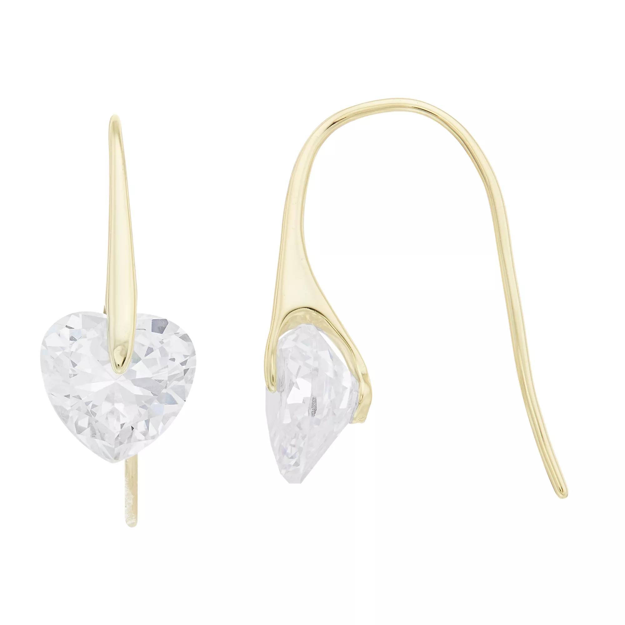 Stella Valentino 14k Gold Over Silver Lab Created Moissanite Modern Heart Drop Earrings, Womens, Gold Tone Product Image