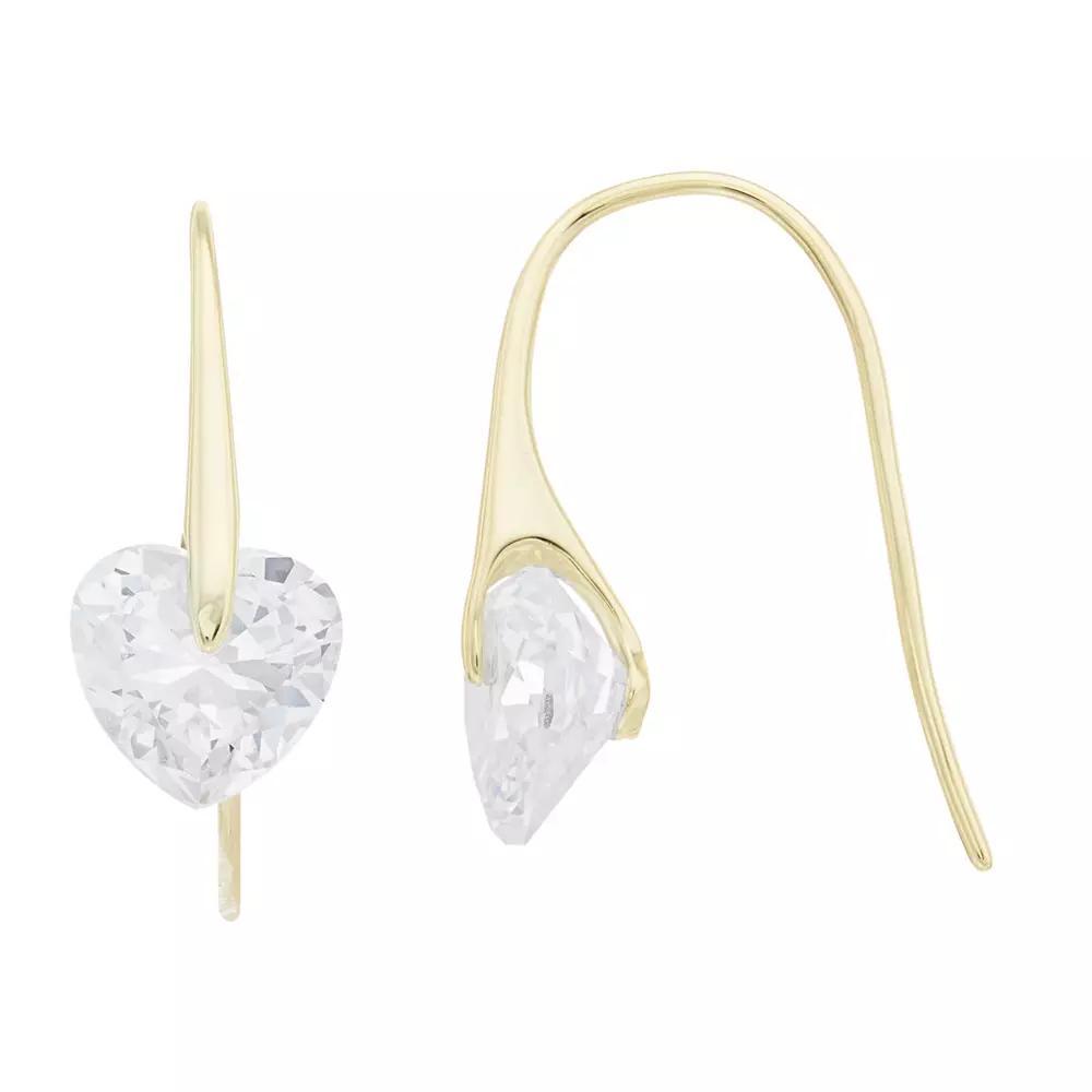Stella Valentino 14k Gold Over Silver Lab Created Moissanite Modern Heart Drop Earrings, Womens, Gold Tone Product Image