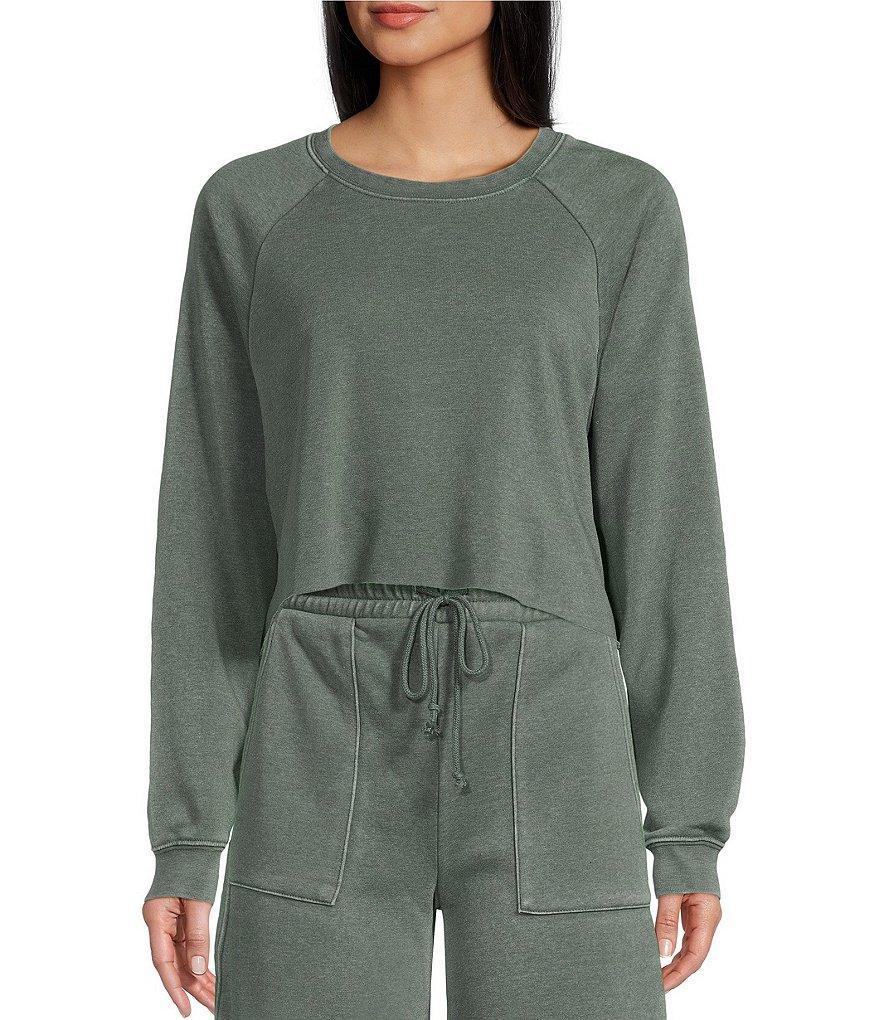 Double Zero Coordinating Crewneck Long Sleeve Urban Trendy Laid Back Crop Sweatshirt Product Image