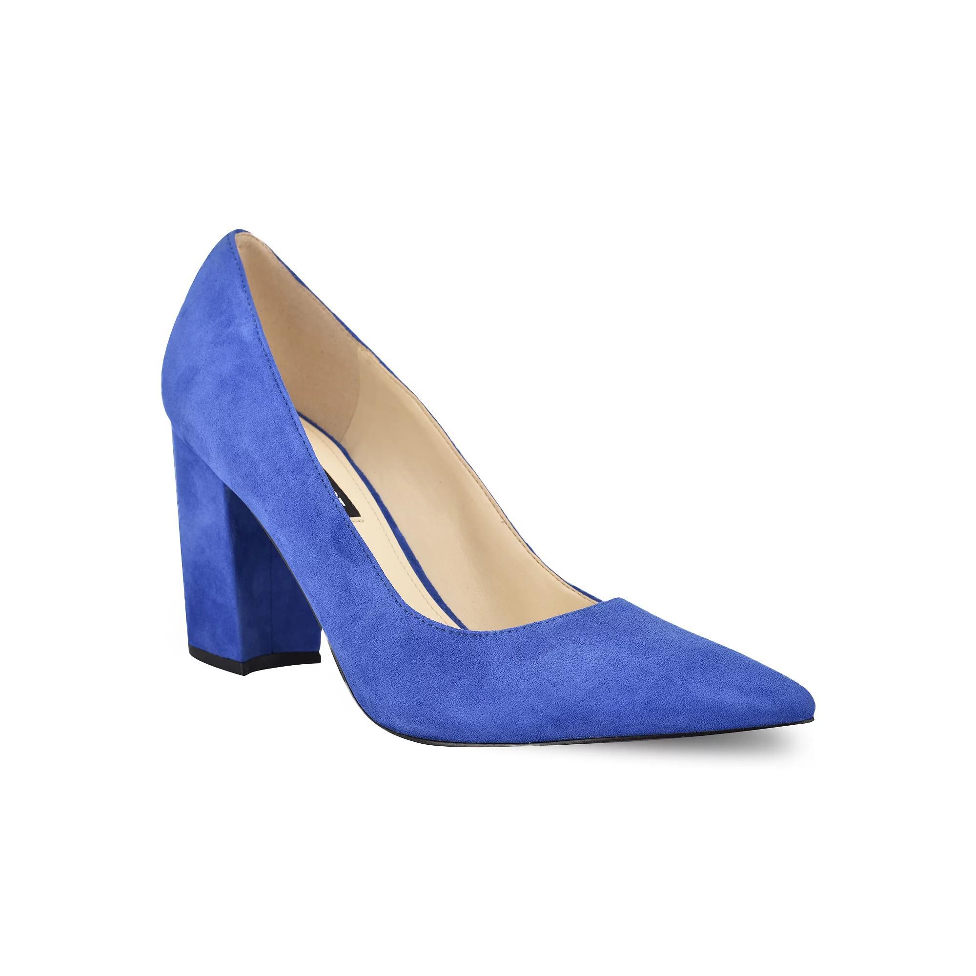 Nine West Cara Women's Block Heel Pumps, Size: 7, Blue Suede Product Image