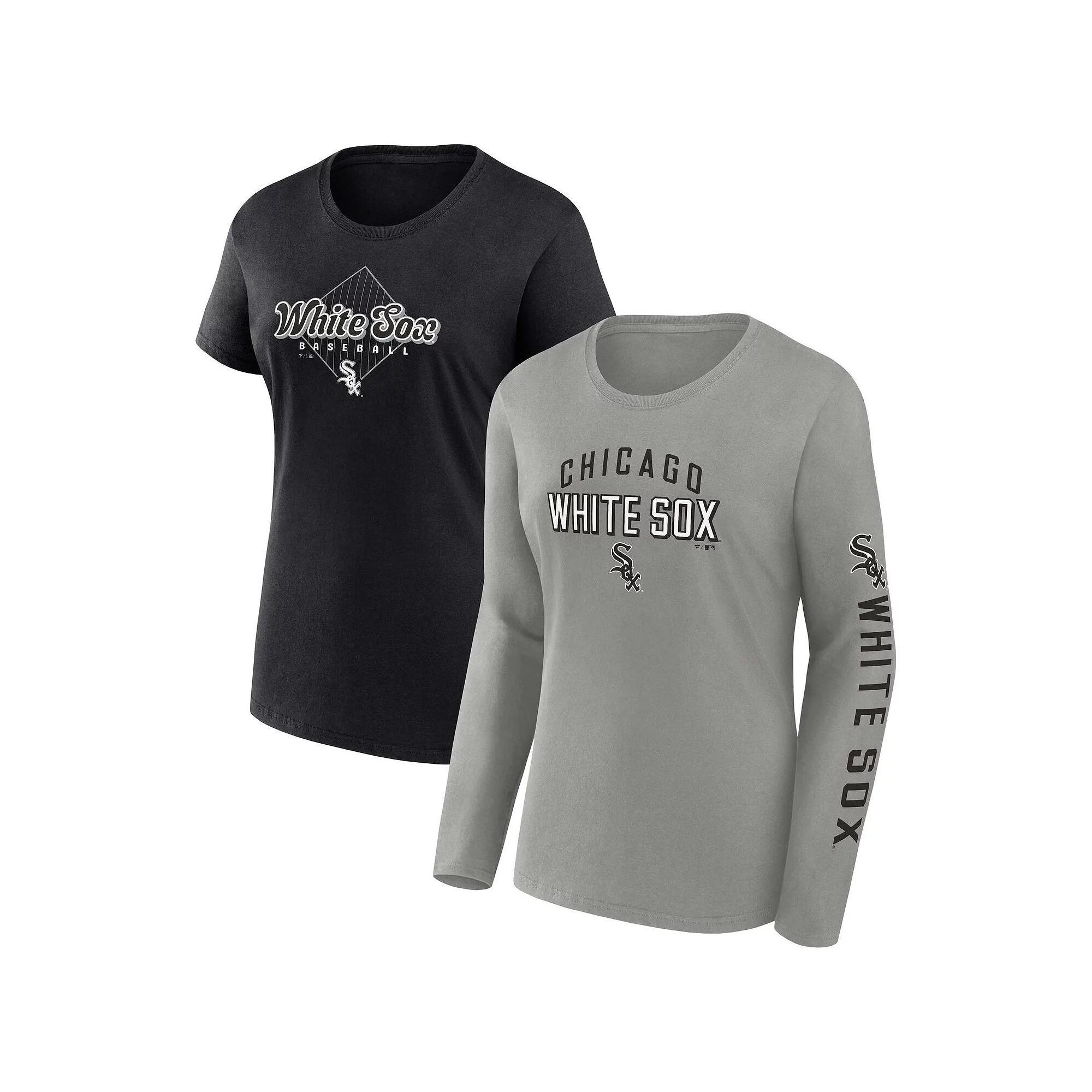 Women's Fanatics Branded Gray/Black Chicago White Sox T-Shirt Combo Pack, Size: Small, Grey Product Image