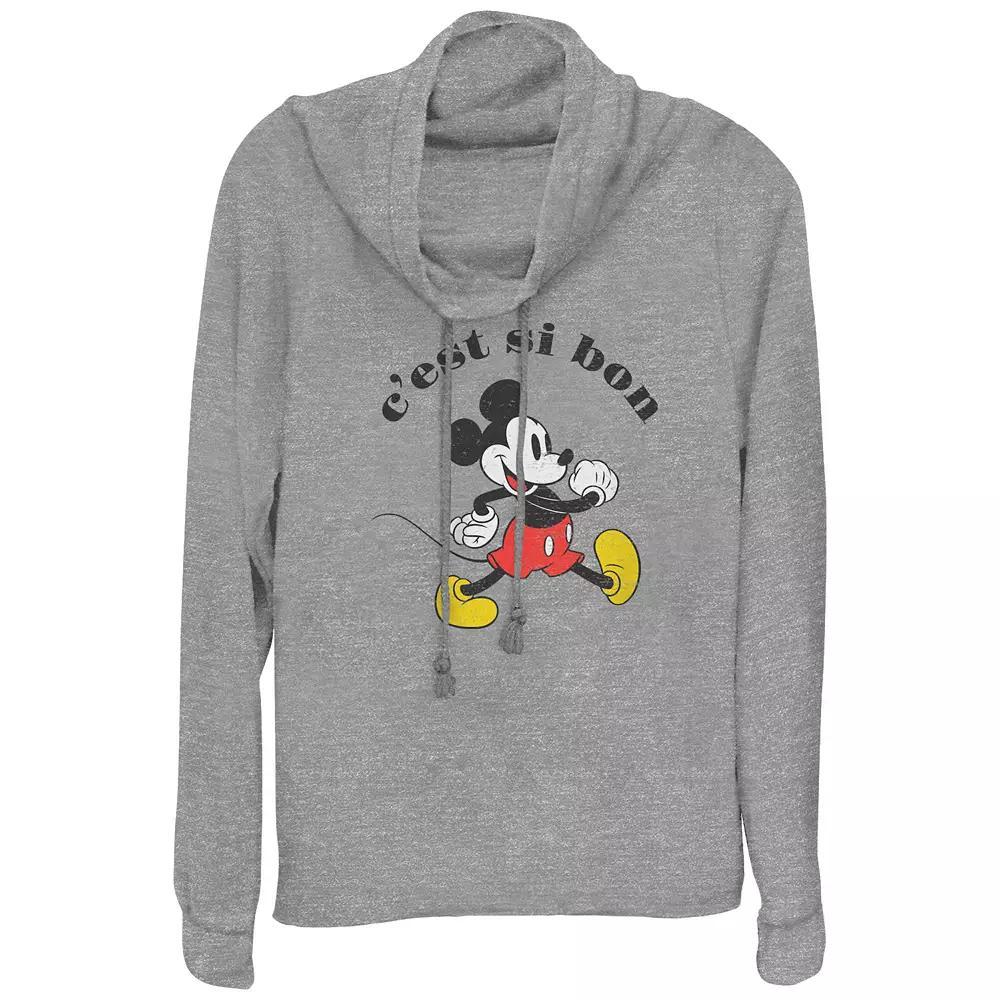 Disney's Mickey Mouse C'est Si Bon Plus Size Cowlneck Graphic Lightweight Long Sleeve, Women's, Size: 3XL, Gray Grey Product Image