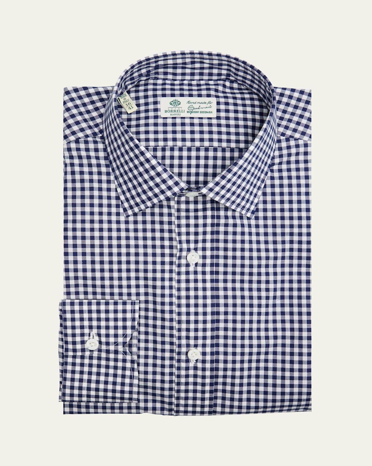 Mens Cotton Gingham Dress Shirt Product Image
