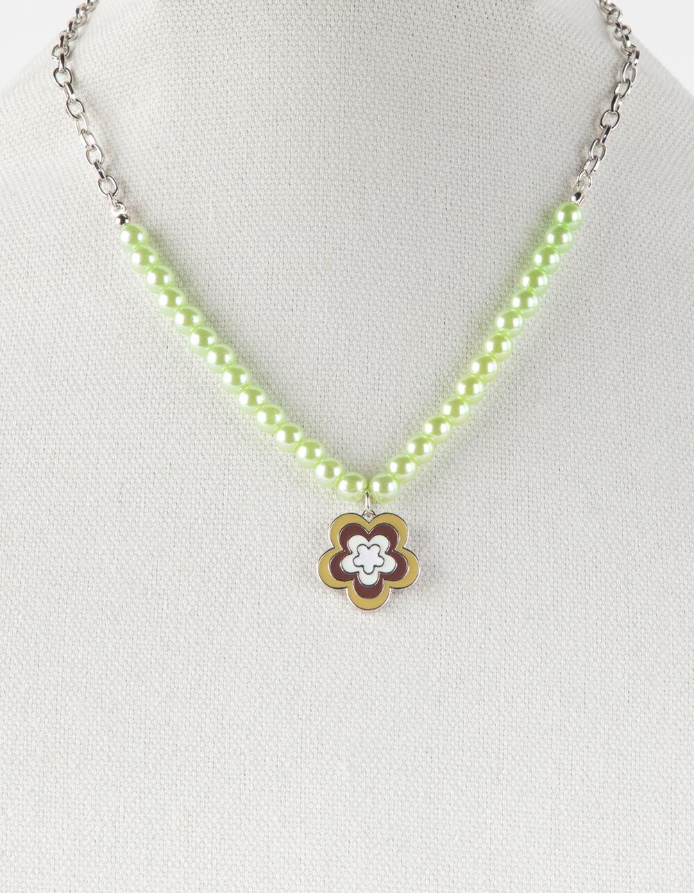 FULL TILT Metallic Pearl Flower Necklace Product Image