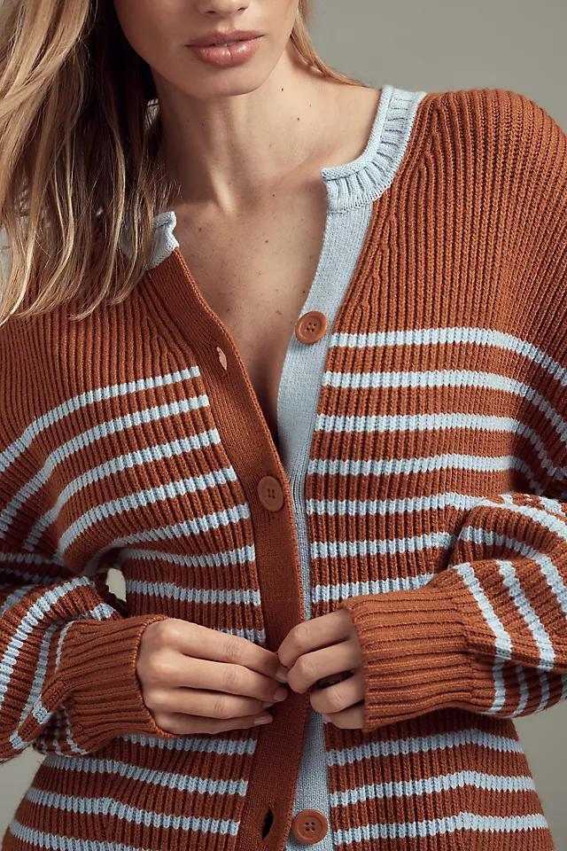 Maeve Blouson Sleeve Crew-Neck Cardigan Sweater Product Image