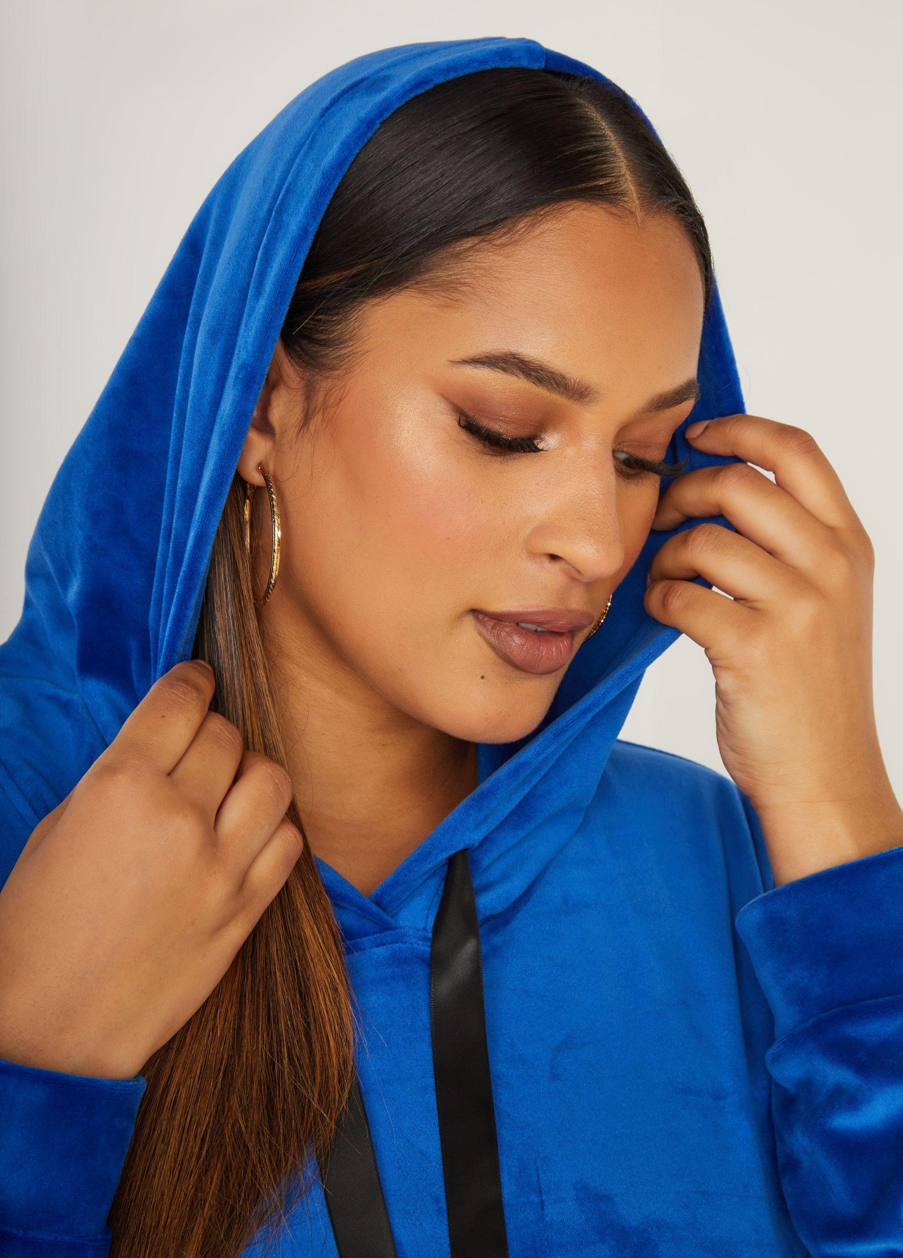 Plus Size Hooded Velour Hi Low Dress Ashley Stewart Product Image