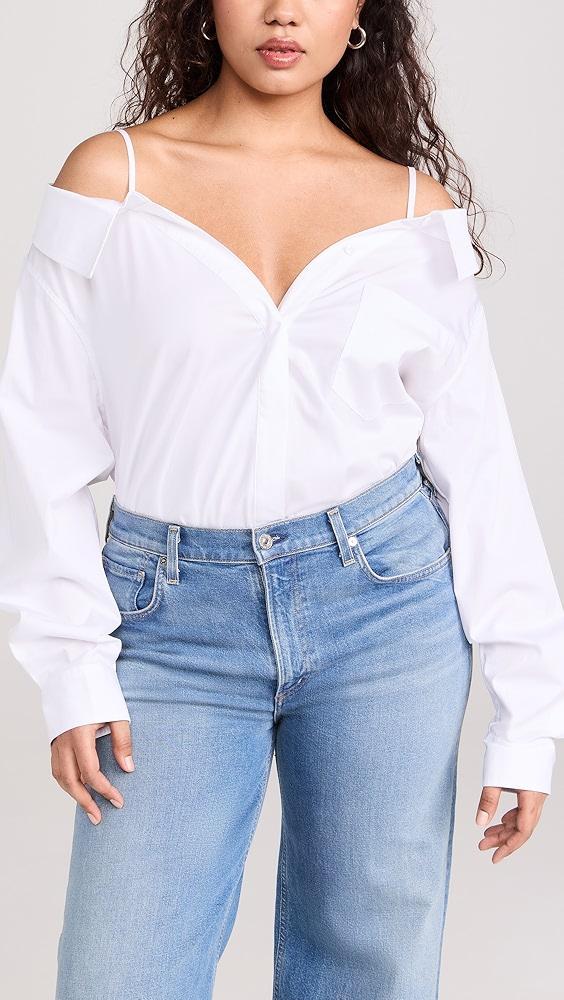 Good American Poplin Off Shoulder Shirt | Shopbop Product Image