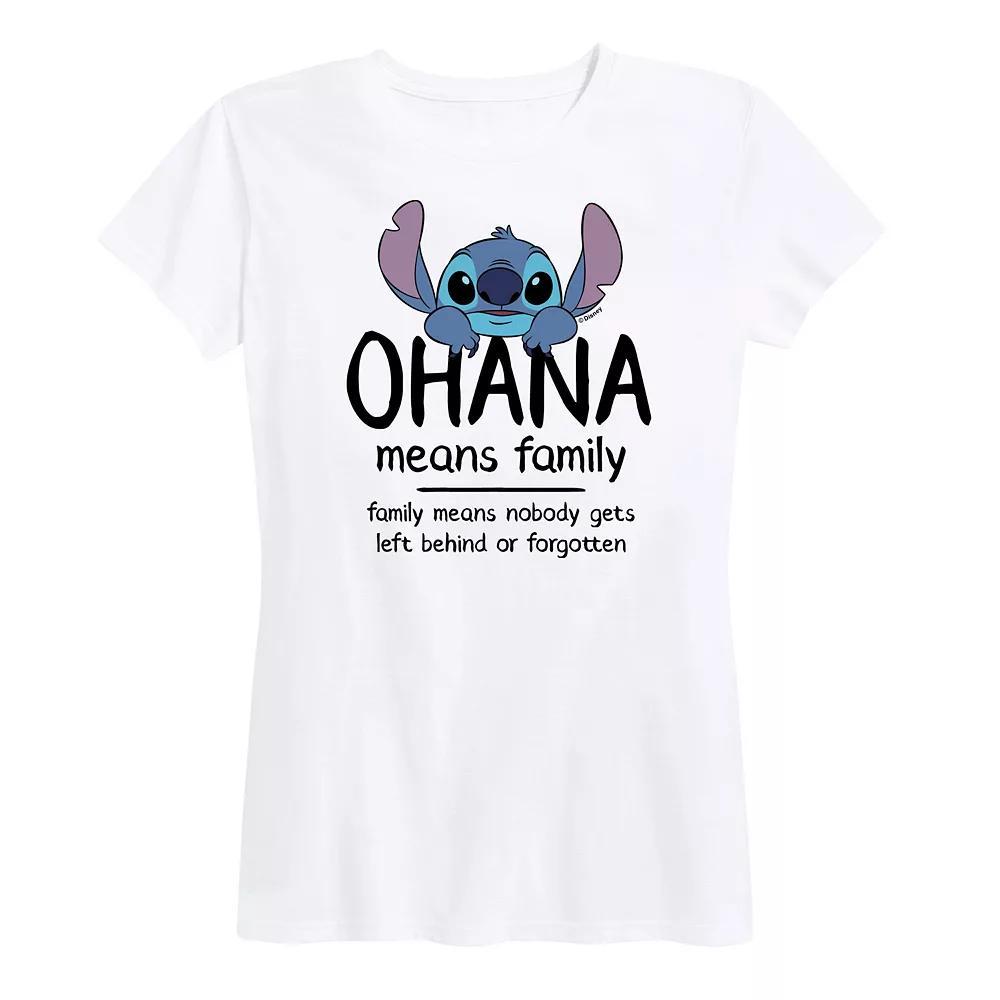 Disneys Lilo & Stitch Womens Ohana Graphic Tee Grey Gray Product Image