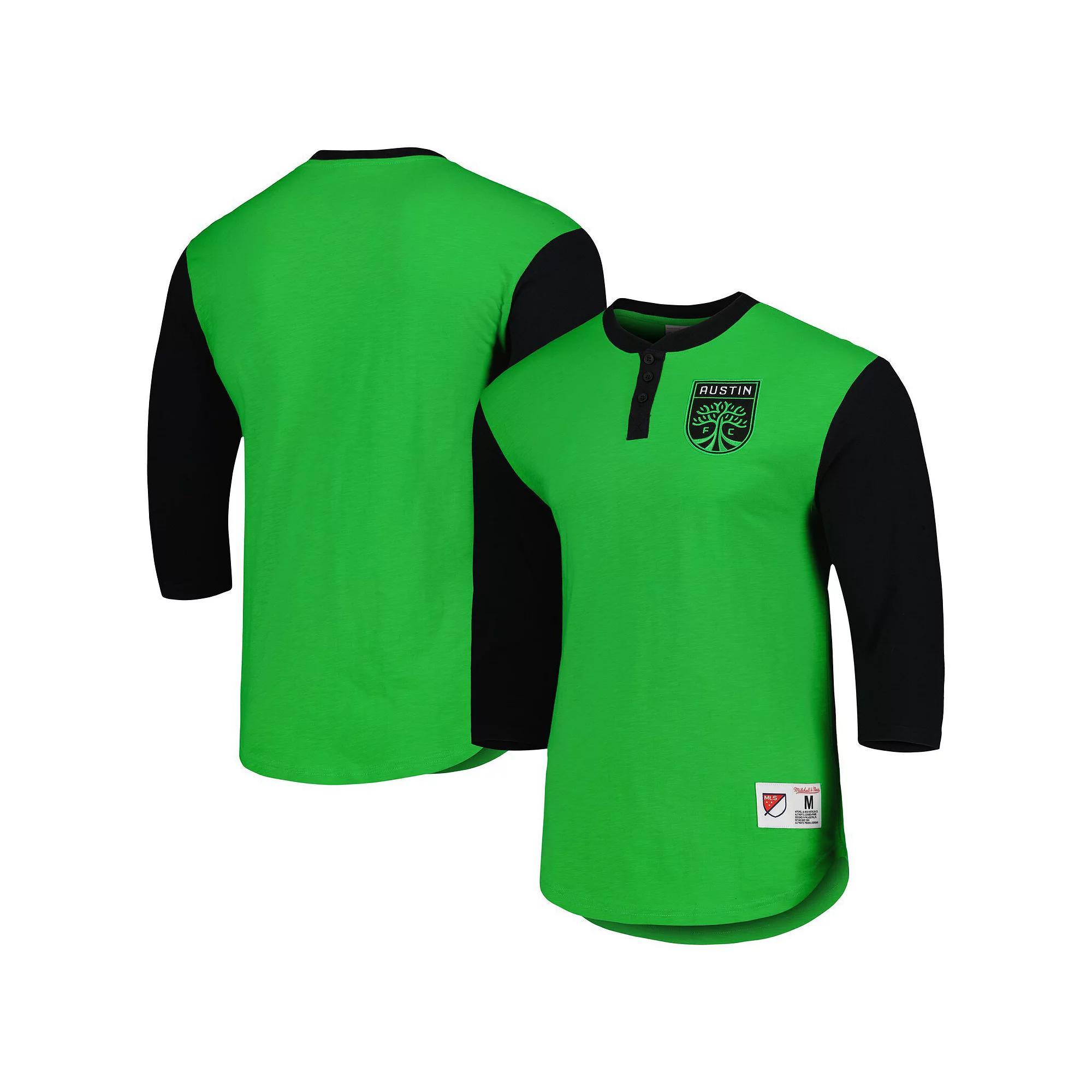 Men's Mitchell & Ness Green Austin FC Legendary Henley Long Sleeve T-Shirt, Size: Medium, Afc Green Product Image